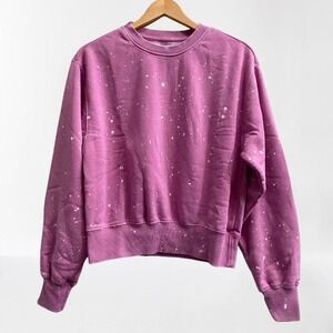 NEW‎ Nu Vintage Paint Splatter Sweatshirt Top Purple Large